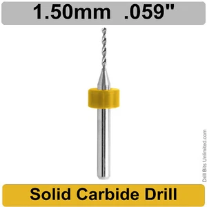 1.5mm .059" #53 Carbide Drill Bit - ONE Piece - 1/8" Shank Premium Carbide R/S - Picture 1 of 3
