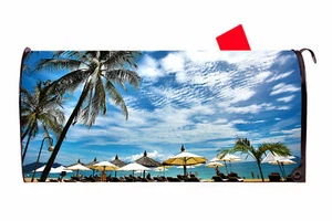 Beach Scene Vinyl Magnetic Mailbox Cover Made in the USA - Picture 1 of 1