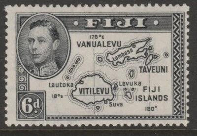 Fiji COMO NUEVO sg261a GVI 1938-55 6d violeta-negro Foto 1 de 2
