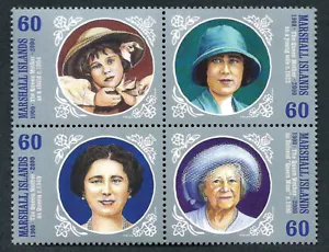 MARSHALL ISLANDS, SCOTT # 750, BLOCK OF 4 QUEEN MOTHER 100th BIRTHDAY - Picture 1 of 1