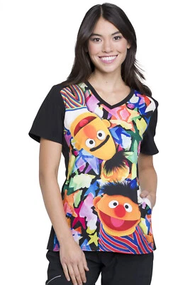 Sesame Street Cherokee Scrubs Tooniforms V Neck Top TF637 SWBA - Image 1 of 4