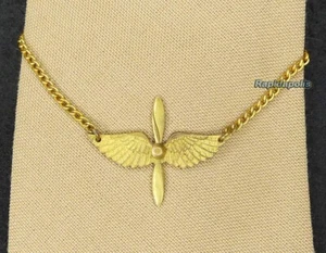 Vintage US Army Air Force Fine Golden Winged Propeller Tie Bar or Clip - Picture 1 of 8