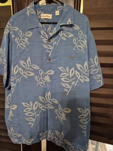 Caribbean Silk Blend Hawaiian Aloha Tropical Shirt Men's L Palms SS - Picture 1 of 4