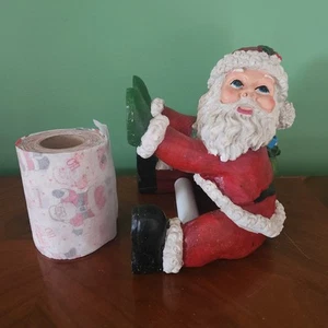Santa Claus Christmas 3D Toilet Paper Holder Roll Tissue Wall Mounted Resin - Picture 1 of 12