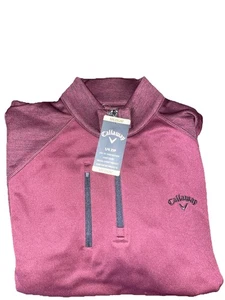Callaway Herren Quarter-Zip UV Schutz Langarm Pullover Burgund Gr. M - Bild 1 von 2