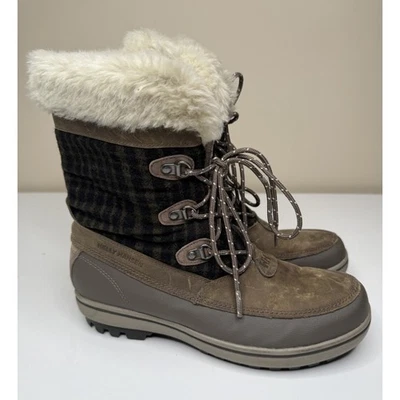 Bota de Invierno Helly Hansen Georgiana Mujer 8.5 Gris Cuero Goma Imitación Piel Con Cordones Foto 1 de 4