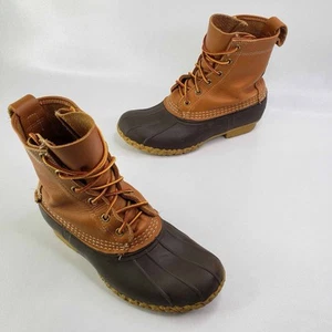 LL Bean Duck Stiefel hellbraun Leder Schnürschuhe Herrengröße 5 Damengröße 7 " - Bild 1 von 10