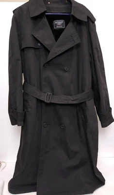 Gabardina negra BOTANY 500, pecho doble, cinturón, forro extraíble talla 44 Foto 1 de 4