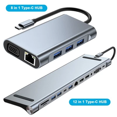 Multiport USB-C Hub Adapter Type-C USB 3.0 4K HDMI For MacBook Pro/Air iPad Pro - image 1 of 4