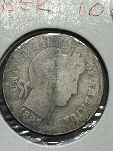 Moneda de diez centavos de peluquero 1897-o, fecha semi-clave, envío gratuito - Imagen 1 de 2
