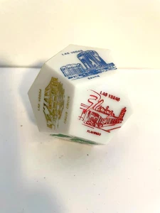Vintage Las Vegas Hotel Casino Souvenir Briefbeschwerer SECHSECK WÜRFEL ALTE HOTELS DUNE - Bild 1 von 2
