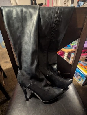 ELLIE Sexy Knee High Stiletto Heel Corset Lace Boots Adult Women Shoes SIZE 10 - Image 1 of 4