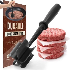 Premium Meat Chopper 5-Blade Ground Beef Masher Heat-Resistant Nylon Black - Picture 1 of 5
