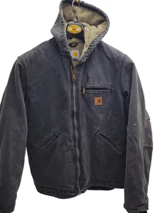 Carhartt J141 Veste doublée Sherpa homme M toile canard noire délavée travail à capuche - Photo 1/15