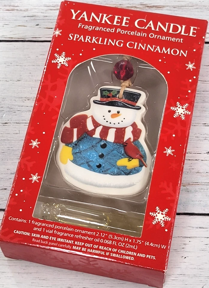Yankee Candle Sparkling Cinnamon Fragranced Porcelain Snowman Ornament