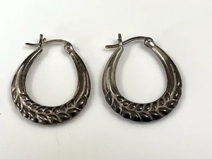 Vintage Sterling Silver Hoop Earrings 925 Silver 3g - Picture 1 of 9