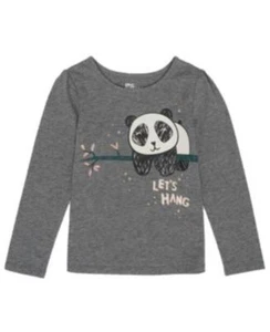 Epic Threads Toddler Girls Short Ruffle Sleeve Panda Print Gray Top Size 4T NWT - Picture 1 of 1