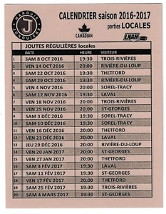 RARE 2016-17 Jonquiere Marquis LNAH FRENCH Hockey Schedule !!! Molson Canadian - Picture 1 of 1