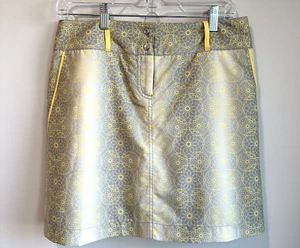 Cutter & Buck Women’s Golf/Tennis Skort Stretch Skirt Yellow Geo Floral Gray - Picture 1 of 12