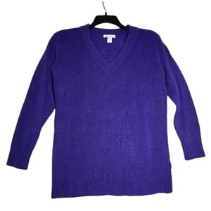 Athleta Merino Wool Blend Long Sleeve V Neck Sweater Womens Size Medium Purple - Picture 1 of 11