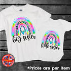Big Sister Little Sister Rainbow Matching T-shirt Set Siblings Gift Birthday 