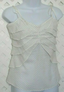 MUG MODERN LIVING Women's Cotton Ruffled Polka Dot Top w/ Shoulder Ties S - Picture 1 of 5