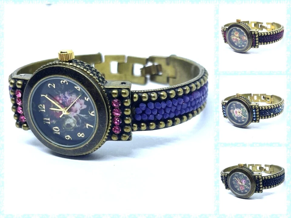 Reloj Michal Negrin Cristal Elegantes Rosas Raro Hecho en Israel Foto 1 de 1