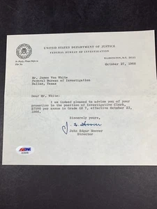 Carta autógrafa The Finest, J. Edgar Hoover 27/10/66 PSA GRADO 10 GEMA COMO NUEVA - Imagen 1 de 3