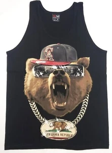 T-shirt canotta California Republic Tank Top Cali Bear Gilet Uomo MEDIO Nero Nuova - Foto 1 di 2