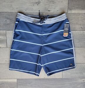 Quiksilver Waterman Collection Blue Striped Drawstring Board Shorts 34