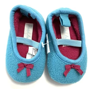 Ralph Lauren Baby Girl Shoes Size 3 Bayley Ballet Soft Slipper Shoes Blue/Pink - Picture 1 of 9