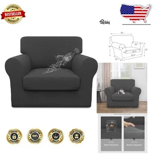 2-Piece Waterproof Sofa Cover - Stylish Dark Gray Protector for Kids & Pets - Picture 1 of 9