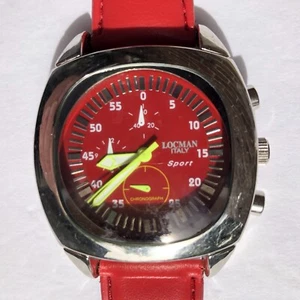Locman Italy Sport Quartz Chronograph Men's Red Wrist Watch Vintage - Picture 1 of 7