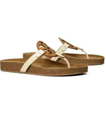 NUEVO EN CAJA Sandalia Tory Burch Miller Cloud Cuero Crema Caramelo EE. UU. 7 7,5 8 8,5 9 9,5 10 Foto 1 de 4