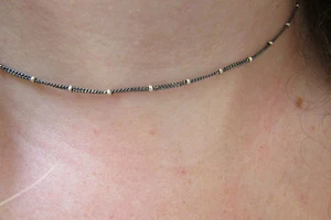 Delgado Oxidado Gargantilla Plata Esterlina Collar Satélite Cadena Con Cuentas Ennegrecida - Imagen 1 de 7