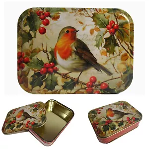 Rotkehlchen Dose Blechdose 14x10x3,5 cm Robin Aufbewahrung - Bild 1 von 6