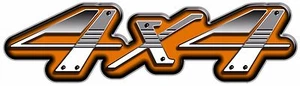 4 X 4 Orange Metal Look Graphic Decal 1 Pair (2 Decals) - Picture 1 of 1