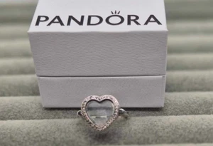 Pandora Sparkling Heart Floating Locket Ring Size 56, Branded gift box - Picture 1 of 16