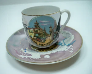 Mini Cup & Saucer Dragon Ware Vintage Souvenir San Francisco Golden Gate Bridge - Picture 1 of 14