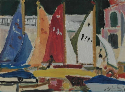 Pierre Pruvost.(1921-2008)- Huile/carton fin"Antibes" -pv281 - Photo 1/2