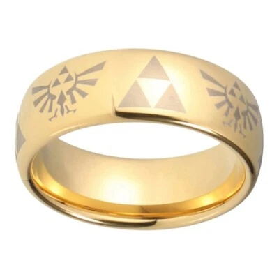 Anillo banda de carburo de tungsteno 8 mm para hombres y mujeres grabado con láser cúpula pulido ajuste cómodo Foto 1 de 4