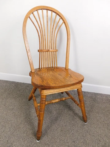 Vintage Honey Finish Hoop Back Style Solid Oak Recline Back Desk Desk Chair Nice Cover