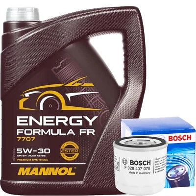 BOSCH ÖLFILTER + 5L MANNOL 5W30 MOTORÖL passend für FORD VOLVO API SN ACEA A5 B5 - Bild 1 von 3