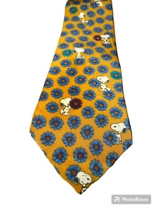 Vintage Peanuts Snoopy Krawatte "Life Is All About Smelling The Flowers" 100% Seide - Bild 1 von 5