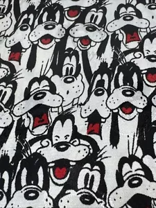Goofy Many Faces AOP Silk Scarf Women’s 10 x 58” White Black Red w/ White Mickey - Picture 1 of 10