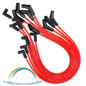 CABLES DE BUJÍA DE NÚCLEO ESPIRAL ROJO EXTREMO DE 45 GRADOS para 396-427-454-502 BBC CHEVY HEI - Imagen 1 de 8