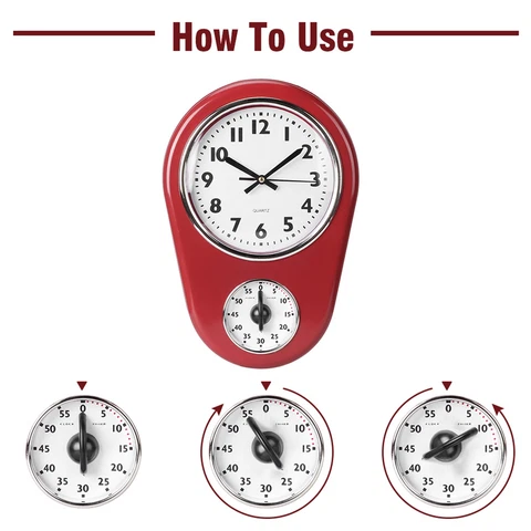 Vintage Wall Big Watch Hanging Clock Home Kitchen Timer US US Cover
