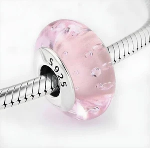 Charm Glasperle Rosa 925 Silber Murano Glas - Anhänger für Pandora Armband - Bild 1 von 1