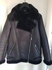 Black Faux Suede Aviator Jacket Size 12 From Roman
