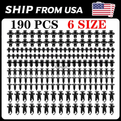 190Pcs Bumper Clips Retainer Auto Car Rivets Fastener Fender Push Pin Trim - Image 1 of 4